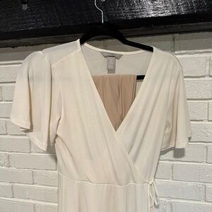 H&M midi fit and flare dress XS Cream